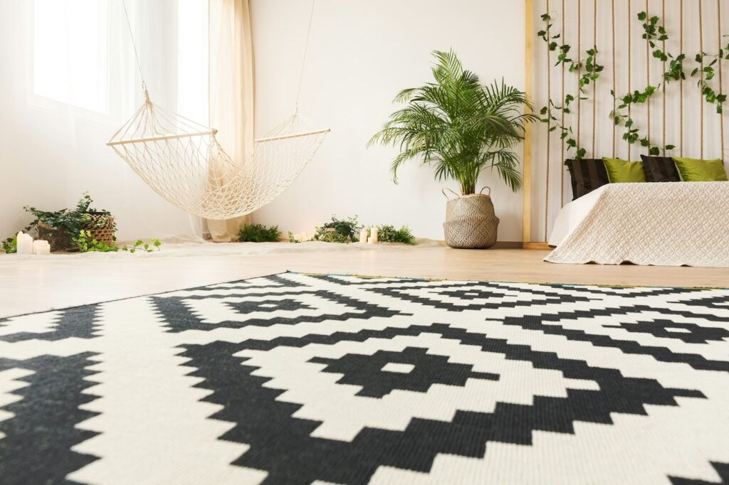 Bedroom with modern carpet